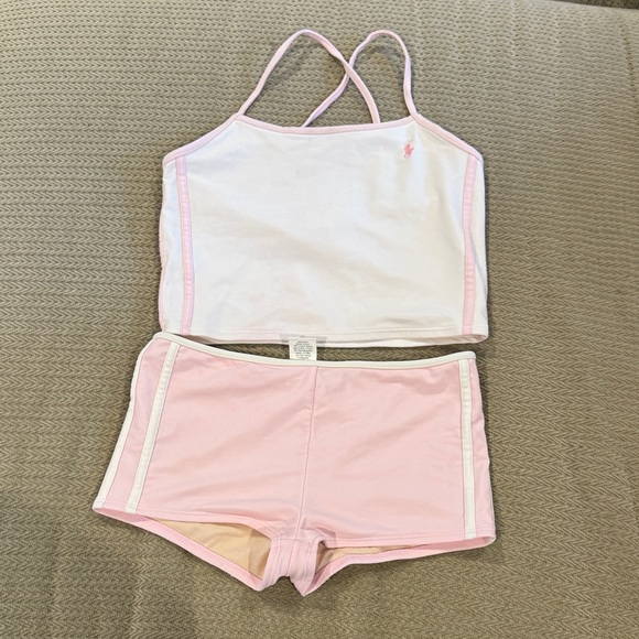 Ralph Lauren White and Pink Tankini Top with Shorts swimwear swimsuit swim set - Picture 1 of 4